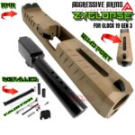 AGGRESSIVE ARMS ZYCLOPSE CENTRAL QUAD PORT SLIDE AND BARREL COMPLETE WITH PARTS INSTALLED FOR GLOCK 19 GEN 3 - FDE VAPOR
