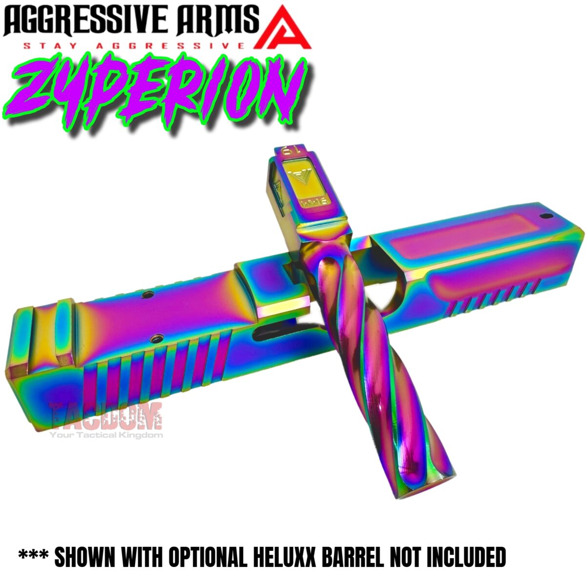 AGGRESSIVE ARMS SLIDE ZYPERION RAINBOW For GLOCK 19 GEN 3 - RMR OPTIC CUT - 416R STAINLESS - SCALE GRIP - Image 5