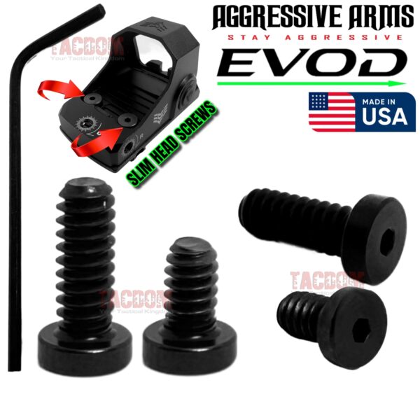 AGGRESSIVE ARMS EVOD SLIM Profile Optic Screws 6-32 X 3/8" & 1/4" FOR RMSC EVOD DOVE TAIL MOUNT