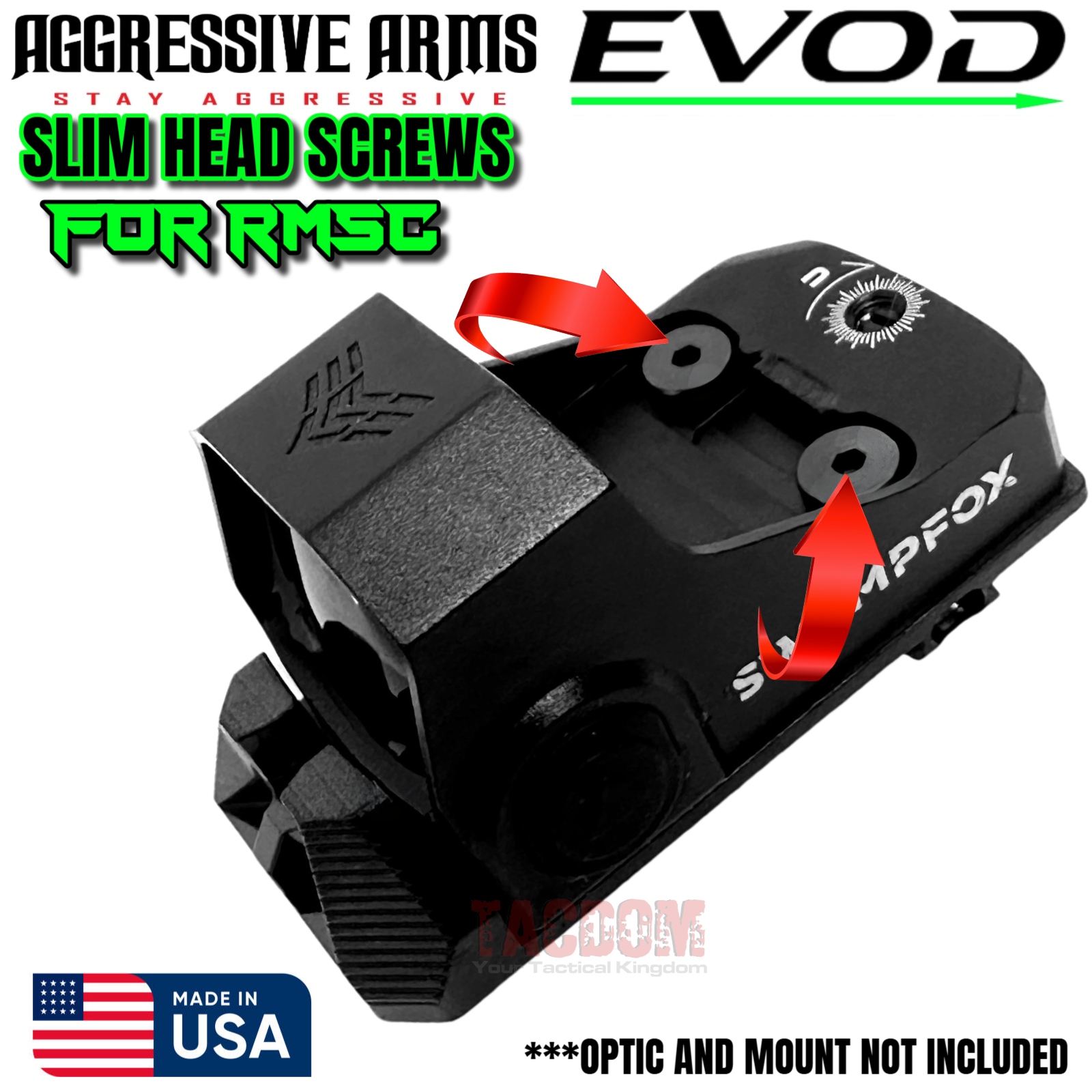 evod screw pack2345 AGGRESSIVE ARMS EVOD SLIM Profile Optic Screws 6-32 X 3/8" & 1/4" FOR RMSC EVOD DOVE TAIL MOUNT - Image 3
