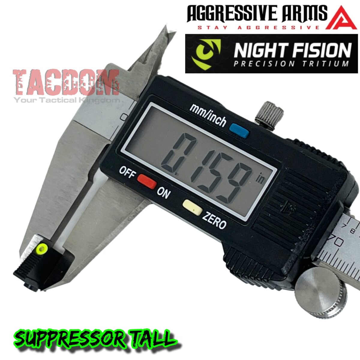 AGGRESSIVE ARMS Front NIGHT FISION TRITIUM TALL SUPPRESSOR SIGHT - CO WITNESS - Image 4
