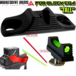 AGGRESSIVE ARMS TALL Height FIBER OPTIC Sights for GLOCK COA 19 45 47 INCLUDES GREEN, RED, & YELLOW RODS