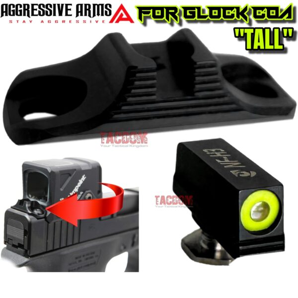 AGGRESSIVE ARMS TALL Height NIGHT FISION TRITIUM Sights for GLOCK COA 19 45 47