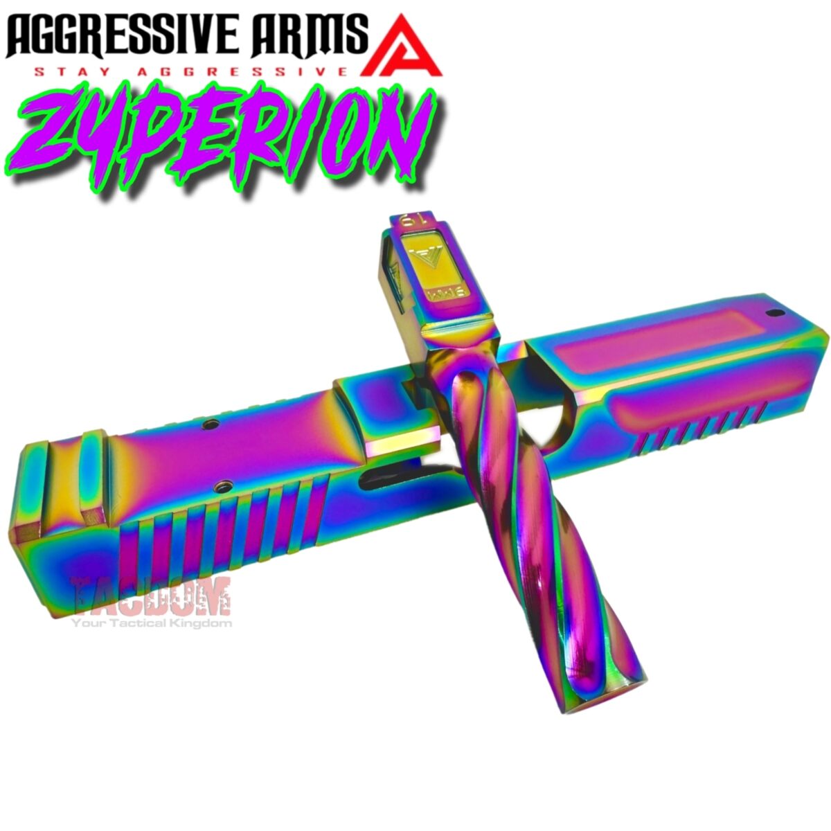 AGGRESSIVE ARMS ZYPERION SLIDE and HELUXX BARREL RAINBOW For GLOCK 19 GEN 3 - RMR OPTIC CUT - 416R STAINLESS - SCALE GRIP - Image 3