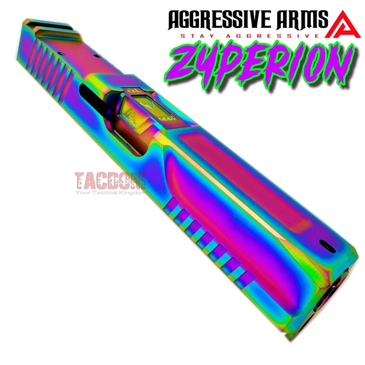AGGRESSIVE ARMS ZYPERION SLIDE and HELUXX BARREL RAINBOW For GLOCK 19 GEN 3 - RMR OPTIC CUT - 416R STAINLESS - SCALE GRIP - Image 2