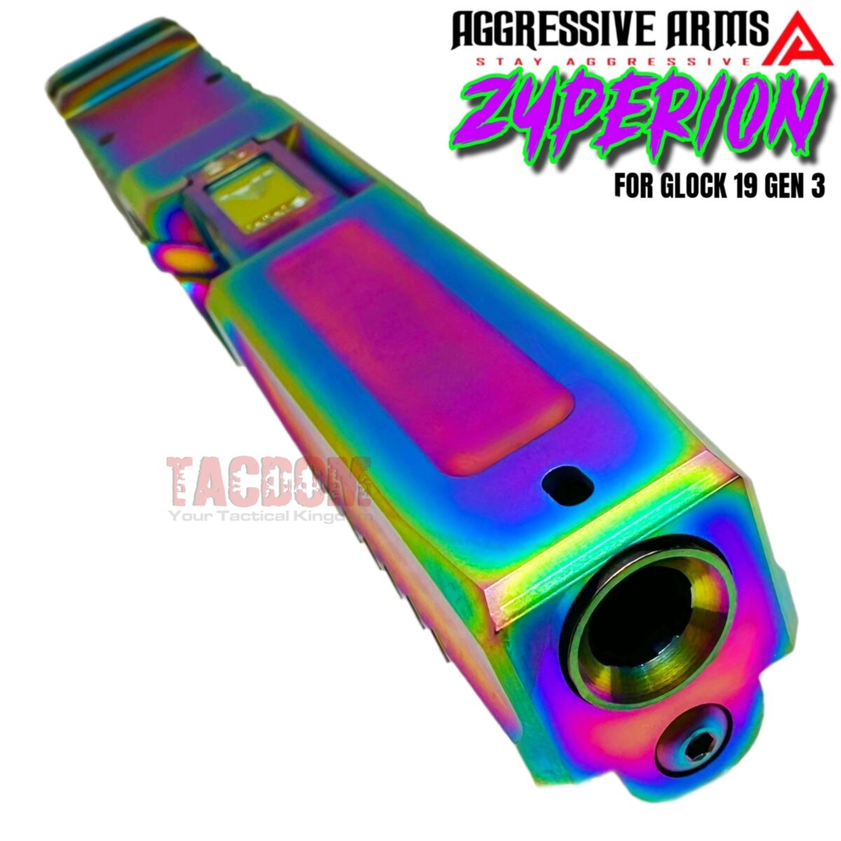AGGRESSIVE ARMS COMPLETE ZYPERION SLIDE +HELUXX BARREL RAINBOW+RAINBOW PARTS INSTALLED For GLOCK 19 GEN 3 - RMR OPTIC CUT - 416R STAINLESS - SCALE GRIP - Image 3