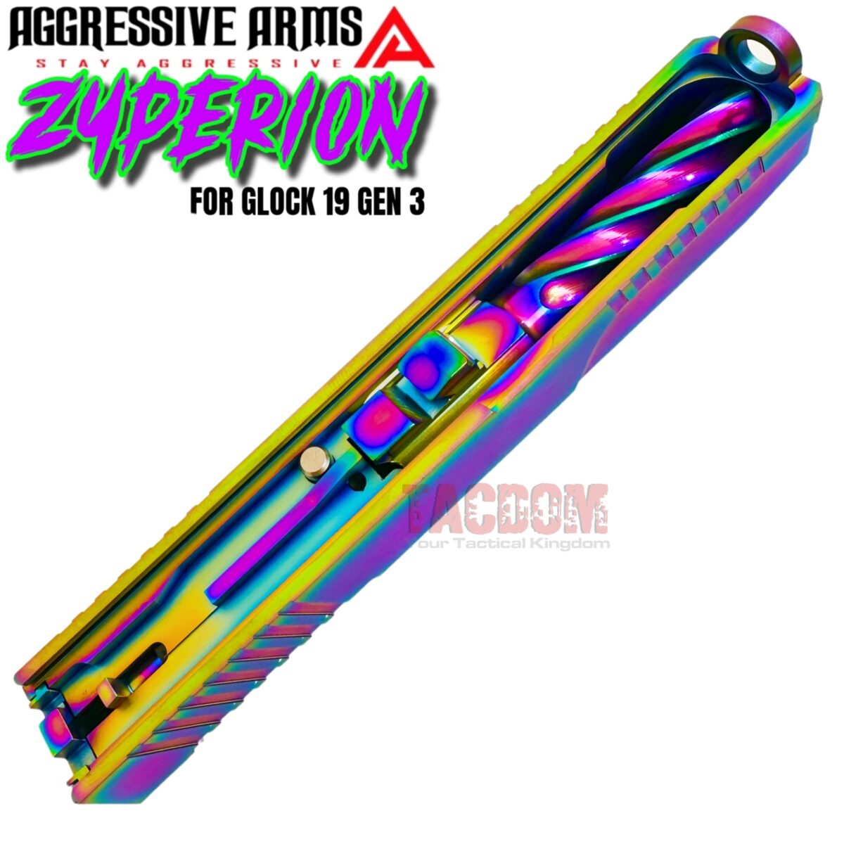 AGGRESSIVE ARMS COMPLETE ZYPERION SLIDE +HELUXX BARREL RAINBOW+RAINBOW PARTS INSTALLED For GLOCK 19 GEN 3 - RMR OPTIC CUT - 416R STAINLESS - SCALE GRIP - Image 9