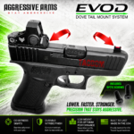 AGGRESSIVE ARMS EVOD DOVE MOUNT SYSTEM for Glock RMSc Slide Sight Adapter with Front FIBER OPTIC READY SIGHT + SLIM FLAT OPTIC SCREWS - Image 2