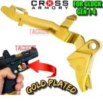 CROSS ARMORY USA GOLD PLATED Flat Face HYBRID Trigger with ENHANCED GOLD PLATED BAR for Glock GEN 1 2 3 4