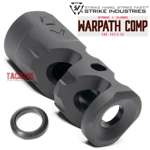 Strike Industries Warpath X-LOGIC 5 PORT Comp .223 5.56 1x28 TPI Thread RECOIL REDUCER - HOLE FOR PINNING TO 14.5" BARREL