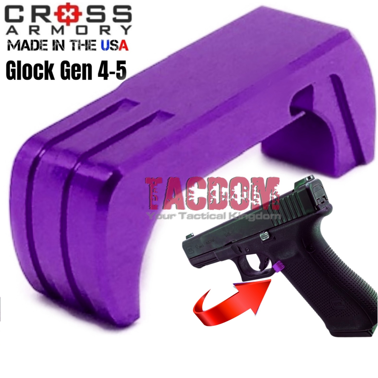 cross purpmag g522 Cross Armory for GLOCK Gen 4 - 5 Extended magazine release PURPLE 17 19 22 23 26 27 31 32 33 34 35 37 38 39 - Image 1