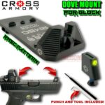 CROSS ARMORY DOVE TAIL MOUNT SYSTEM for Glock RMSc Slide Sight Adapter with Front FIBER OPTIC SIGHT + INSTALLATION KIT INCLUDED