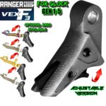 RANGER PROOF / JOHNNY GLOCK COLLABORATION VEX F3 TUNGSTEN GREY ADJUSTABLE TRIGGER for GLOCK GEN 1 2 3 4 5 - 17 19 19X 20 21 22 23 24 26 27 31 32 33 34 35 37 36 38 39 43 43x 45 48