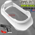 STEEL CITY ARSENAL GLOCK 17 / 22 / 34 ENHANCED STORM WHITE BILLET ALUMINUM MAGWELL – FITS GEN 3 OEM FACTORY FRAMES