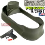STEEL CITY ARSENAL GLOCK 19 / 23 ENHANCED OD GREEN BILLET ALUMINUM MAGWELL – FITS COMPACT GEN 3 OEM FACTORY FRAMES