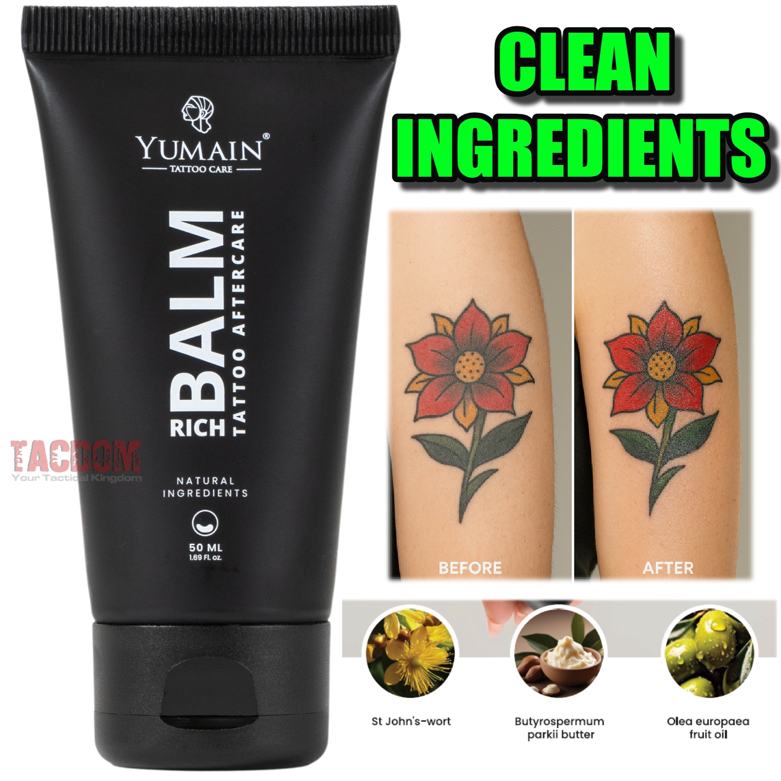 BALM11 YUMAIN "TACTICAL" TATTOO AFTERCARE BALM DRY SKIN - RICH - CLEAN & 100% VEGAN INGREDIENTS - Image 1