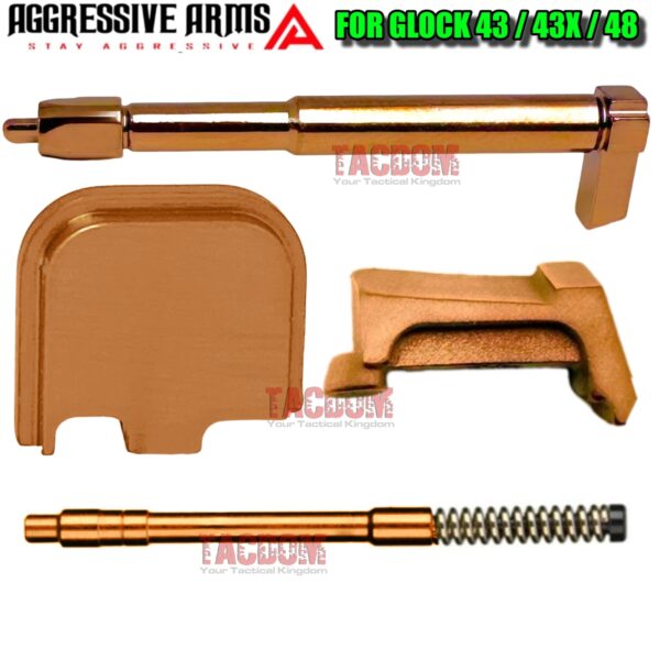 AGGRESSIVE ARMS COPPER PVD STRIKER - COMPLETE DEPRESSOR ROD - EXTRACTOR - SLIDE PLATE for GLOCK 43 43X 48