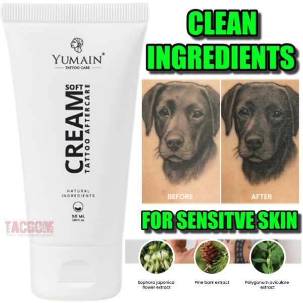 YUMAIN "TACTICAL" TATTOO AFTERCARE SOFT CREAM - SENSITIVE CREAM - MAINTAINACE - CLEAN & 100% VEGAN INGREDIENTS