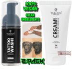YUMAIN "TACTICAL" TATTOO 2 PACK COMBO AFTERCARE WASH FOAM 5.5 PH & CREAM - GENTLE SOOTHING 100% VEGAN INGREDIENTS