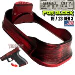 STEEL CITY ARSENAL GLOCK 19 / 23 ENHANCED BATTLEWORN RED BILLET ALUMINUM MAGWELL – FITS COMPACT GEN 3 OEM FACTORY FRAMES