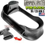 STEEL CITY ARSENAL GLOCK 19 / 23 ENHANCED BATTLEWORN GREY BILLET ALUMINUM MAGWELL – FITS COMPACT GEN 3 OEM FACTORY FRAMES