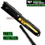 ZAFFIRI BLACK COMPLETE IBS PORTED SLIDE WITH GOLD PLATED CHUNK BARREL - SIGHTS - UPK INSTALLED - RMR COVER PLATE FOR GLOCK 19 GEN 3 - Image 4