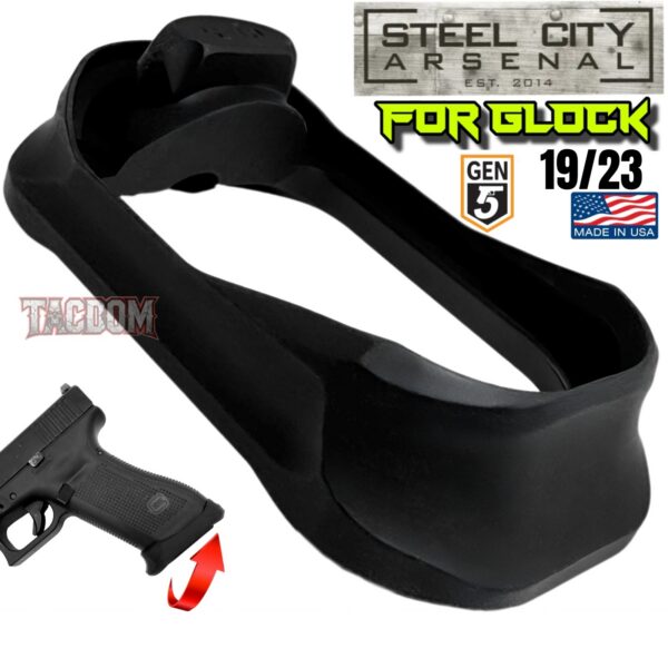 STEEL CITY ARSENAL GLOCK 19 / 23 ENHANCED V2 BLACK BILLET ALUMINUM MAGWELL – FITS GEN 5 OEM FACTORY FRAMES