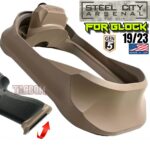 STEEL CITY ARSENAL GLOCK 19 / 23 ENHANCED V2 FDE BILLET ALUMINUM MAGWELL – FITS GEN 5 OEM FACTORY FRAMES