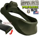 STEEL CITY ARSENAL GLOCK 19 / 23 ENHANCED V2 OD GREEN BILLET ALUMINUM MAGWELL – FITS GEN 5 OEM FACTORY FRAMES