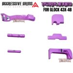 AGGRESSIVE ARMS PURPLEXED CERAKOTED PARTS FOR GLOCK 43X / 48 - GHOST EXTENDED SLIDE RELEASE / CATCH - SLIDE LOCK - PINS - REAR COVER PLATE - MAGAZINE CATCH