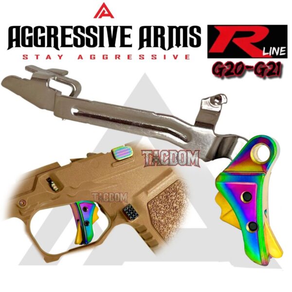 AGGRESSIVE ARMS R-LINE for GLOCK 20 / 21 "STAINLESS STEEL" V2 TRIGGER RAINBOW GOLD PVD - With POLISHED OEM GLOCK SP04417 TRIGGER BAR