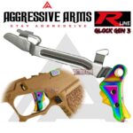 AGGRESSIVE ARMS R-LINE v2 for GLOCK GEN 3 / 4 "STAINLESS STEEL" TRIGGER RAINBOW GOLD PVD - With POLISHED TRIGGER BAR -  17 17L 18 19 22 23 26 27 31 32 33 34 35