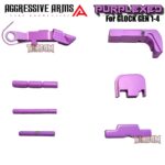 AGGRESSIVE ARMS PURPLEXED CERAKOTED PARTS FOR GLOCK GEN 1 2 3 4* - SLIDE RELEASE / LOCK - SLIDE LOCK - PINS - REAR COVER PLATE - MAGAZINE CATCH