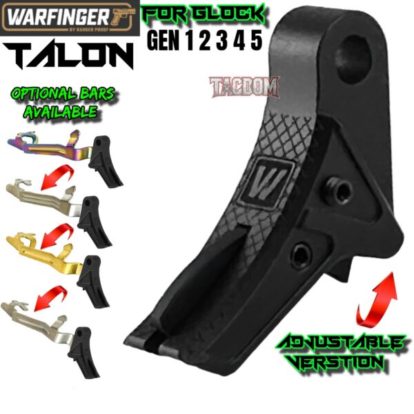 WARFINGER by RANGER PROOF STEALTH BLACK TALON TRIGGER for GLOCK GEN 1 2 3 4 5 - 17 19 19X 20 21 22 23 24 26 27 31 32 33 34 35 37 36 38 39 43 43x 45 48