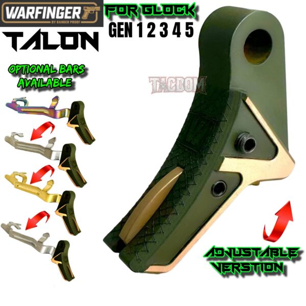 WARFINGER by RANGER PROOF  BAZOOKA GREEN (Similar to OD) with COPPER ANODIZED RELIEF TALON TRIGGER for GLOCK GEN 1 2 3 4 5 - 17 19 19X 20 21 22 23 24 26 27 31 32 33 34 35 37 36 38 39 43 43x 45 48