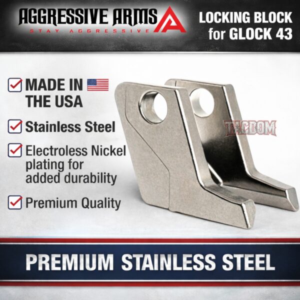 AGGRESSIVE ARMS PREMIUM STAINLESS STEEL LOCKING BLOCK FOR GLOCK 43