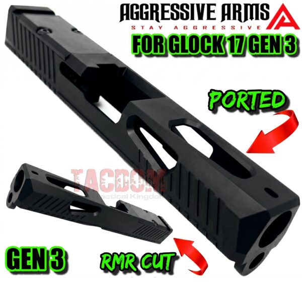 AGGRESSIVE ARMS VECTOR DUAL PORT SLIDE FOR GLOCK 17 GEN 3 - BLACK VAPOR