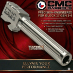 CMC MATCH Barrel for Glock 17 GEN 1-4 SILVER DLC 9mm 416R CERTIFIED Stainless Steel