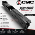 CMC KRAGOS SLIDE FOR GLOCK 17 GEN 4 - 17-4 BILLET STAINLESS - RMR CUT WITH MACHINED IN LUGS