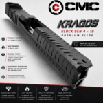 CMC KRAGOS SLIDE FOR GLOCK 19 GEN 4 - 17-4 BILLET STAINLESS - RMR CUT WITH MACHINED IN LUGS