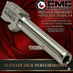 CMC MATCH Barrel for Glock 19 GEN 1-4 SILVER DLC 9mm 416R CERTIFIED Stainless Steel