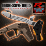 AGGRESSIVE ARMS R-LINE V2 for GLOCK 43 43X 48 "STAINLESS STEEL" TRIGGER BLACK DLC / GOLD SAFETY - With POLISHED TRIGGER BAR