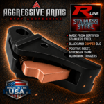 AGGRESSIVE ARMS R-LINE V2 for GLOCK 20 / 21 "STAINLESS STEEL" TRIGGER BLACK DLC / COPPER SAFETY - With POLISHED OEM GLOCK SP04417 TRIGGER BAR - Image 3