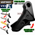 WARFINGER formally RANGER PROOF / JOHNNY GLOCK COLLABORATION VEX F3  "DUAL TONE BLACK "ADJUSTABLE VERSION" TRIGGER for GLOCK GEN 1 2 3 4 5 - 17 19 19X 20 21 22 23 24 26 27 31 32 33 34 35 37 36 38 39 43 43x 45 48