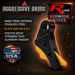 AGGRESSIVE ARMS R-LINE V2 for GLOCK GEN 5 "STAINLESS STEEL" TRIGGER BLACK DLC with GOLD SAFETY - With POLISHED TRIGGER BAR -  17 18 19 19X 22 23 26 27 31 32 33 34 35 45 - Image 5