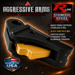 AGGRESSIVE ARMS R-LINE V2 for GLOCK GEN 5 "STAINLESS STEEL" TRIGGER BLACK DLC with GOLD SAFETY - With POLISHED TRIGGER BAR -  17 18 19 19X 22 23 26 27 31 32 33 34 35 45 - Image 3