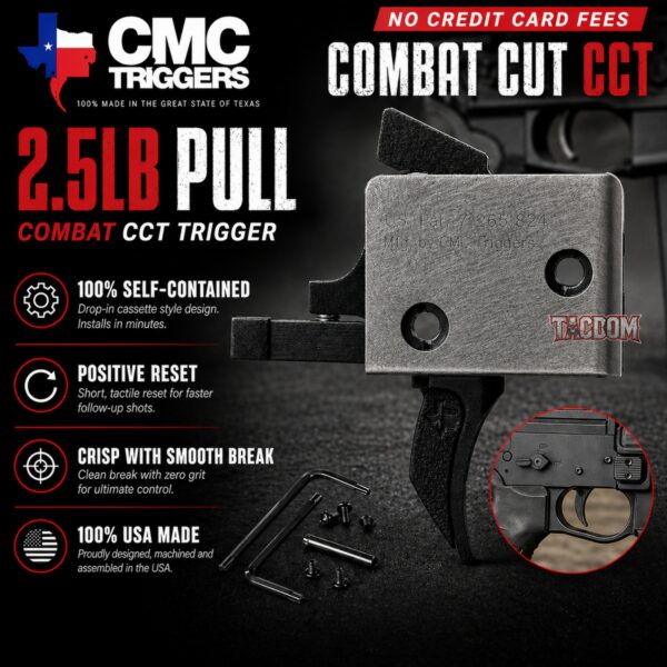 CMC COMBAT Curved CCT AR Single Stage Trigger Group Drop-In 2.5lb Pull Weight Competition with Small PINS -COSMETIC BLEM