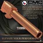 CMC MATCH Barrel for Glock 34 GEN 1-4 COPPER 9mm 416R CERTIFIED Stainless Steel