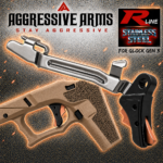 AGGRESSIVE ARMS R-LINE V2 for GLOCK GEN 3 / 4 "STAINLESS STEEL" TRIGGER BLACK DLC with COPPER SAFETY - With POLISHED TRIGGER BAR -  17 17L 18 19 22 23 26 27 31 32 33 34 35