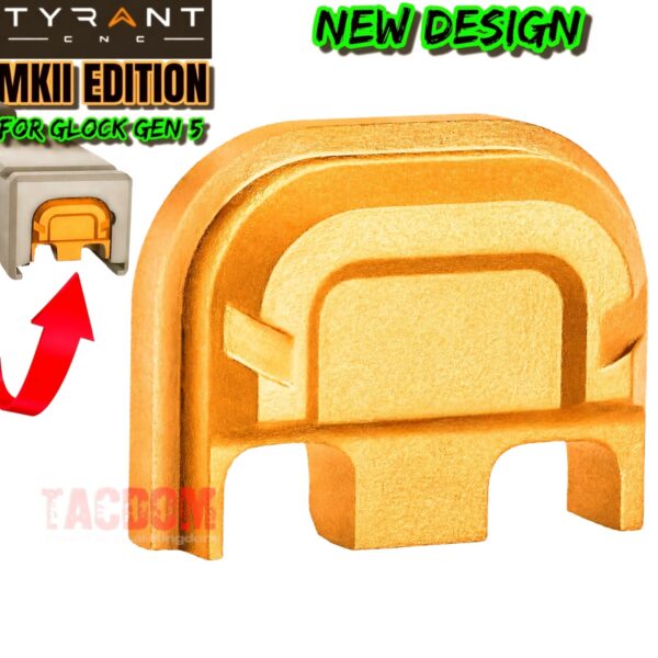 Tyrant Designs MKII VERSION SLIDE END PLATE  - GOLD For GLOCK GEN 5 - NEW DESIGN